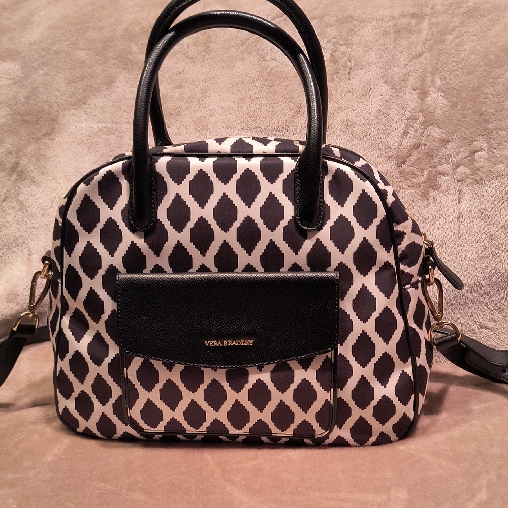 Vera Bradley Black and Cream Satchel Women's